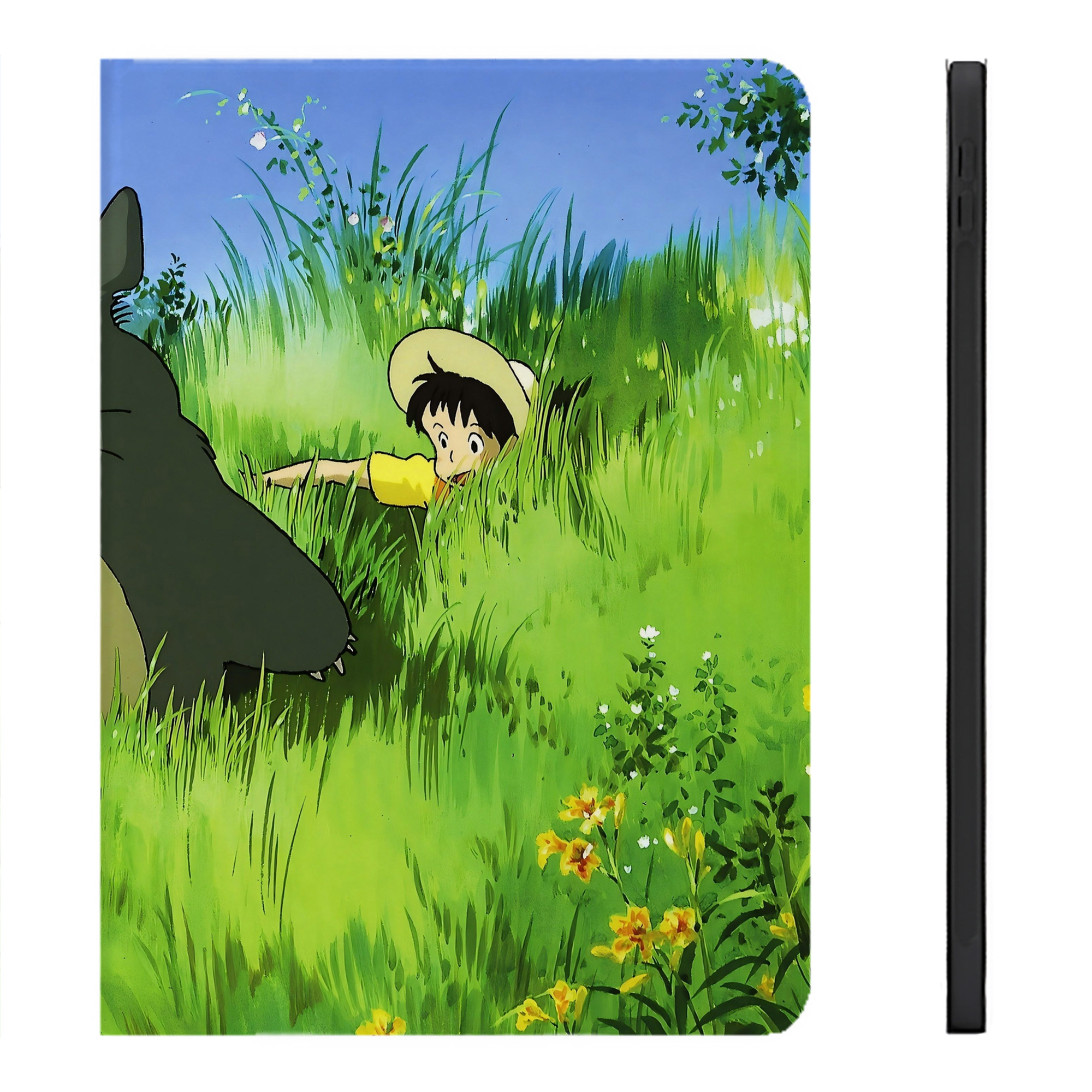 （画像用） となりのトトロ 草壁メイ 草壁サツキ My Neighbor Totoro Satsuki Kusakabe Mei Kusakabe IPadケース ペンホルダー付き ブックスタイルデザイン